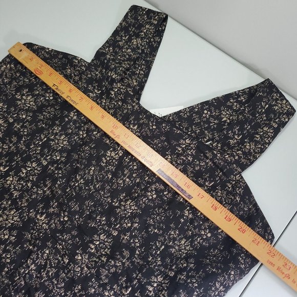 Gap Dress Womens 20 Black Tan Mini Linen Sleeveless Pockets Fit Flare Abstract - Picture 12 of 14